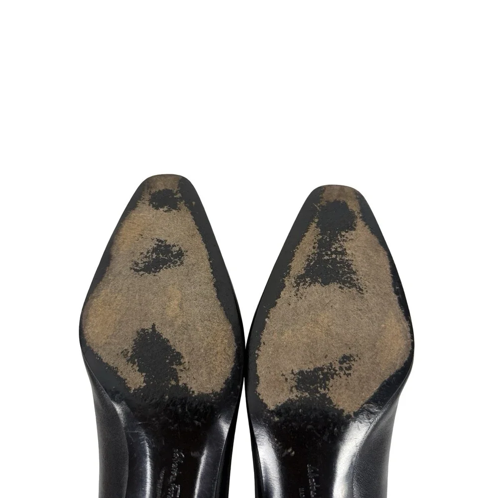 Salvatore Ferragamo Womens 6.5 B Pumps Heels Black Leather Made In Italy Casual